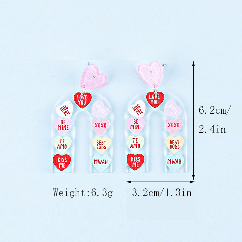 Wholesale Valentine's Day Love Letter Love Heart-shaped Red and Pink Earrings